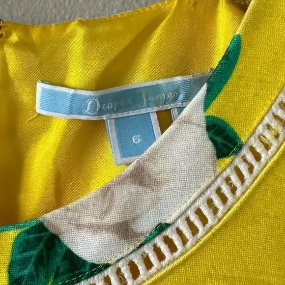 DRAPER JAMES Magnolia Ruffle Dress Silk Cotton Blend Yellow - Picture 5 of 6